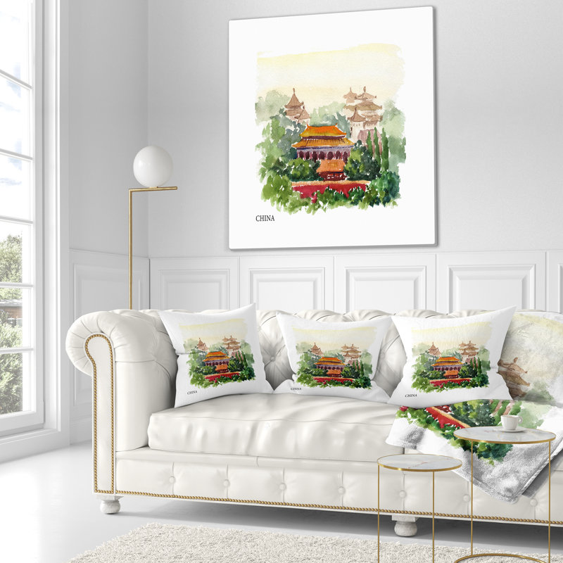 Coussin China, 16 po x 1 po, Coussin décoratif