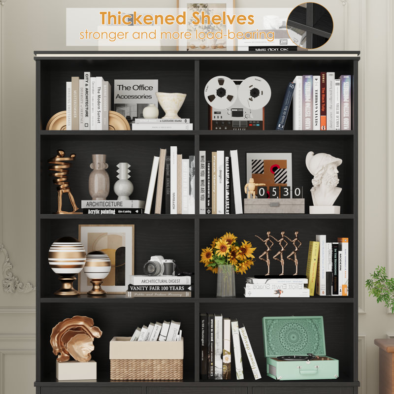 📚 2-Pack 5-Tier Bookcase Set With Drawers, Double Storage Shelf With 6 Drawers & 16 Open Cubes, Modern Freestanding Bookcase For Living Room Office Bedroom