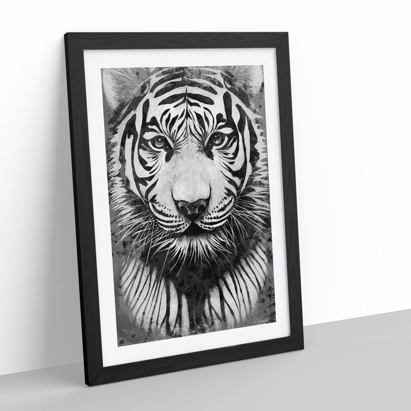 Monochrome Tiger No.5 - Framed Print, Black, 64cm H x 46cm W x 2cm D