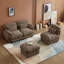 Canapé modulaire moderne en chenille avec pouf amovible, coussins lombaires, coussins en mousse haute densité et assise profonde-286946965