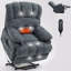 Fauteuil inclinable électrique en chenille bleu gris - siège 23 po, massage 8 points, chauffage lombaire, haut dossier-686915594