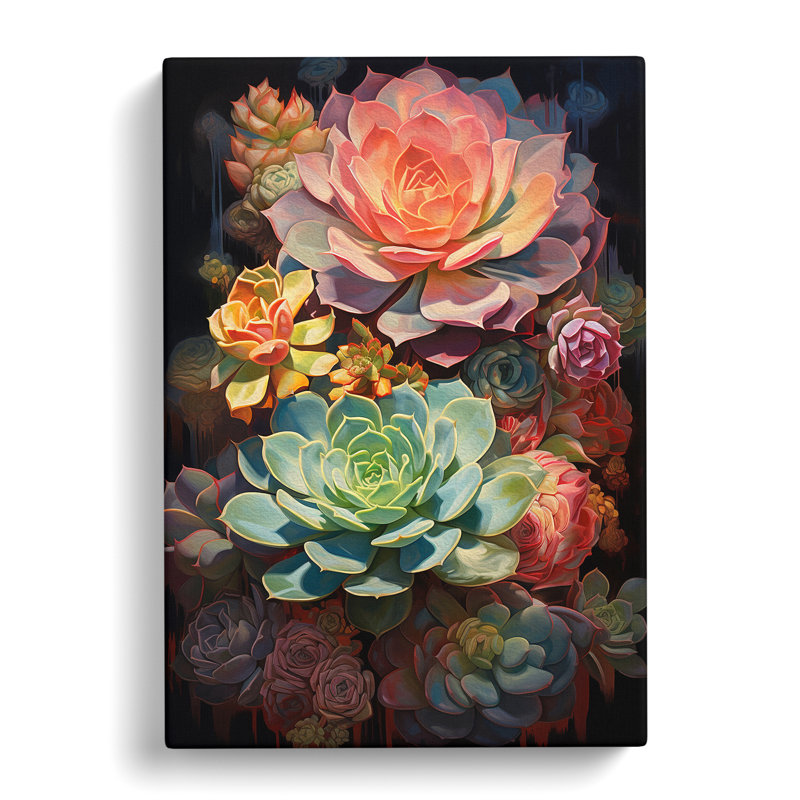 Succulent Contemporary No.2 - Wrapped Canvas, 60cm H x 40cm W x 3cm D