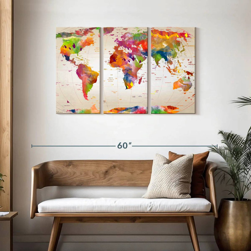 Carte du monde Aliaz II, H 28 po x l 45 po
