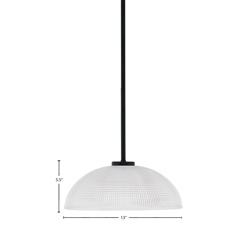 Amarmula 1 Light Stem Mini Pendant, Matte Black Finish, 6" Smoke Textured Glass