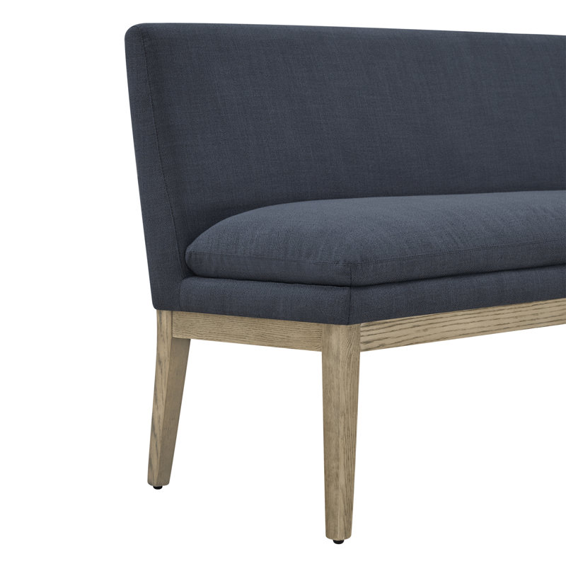 Bethea Polyester Upholstered 2-Seater Dining Bench with Solid Wood Legs, Blue