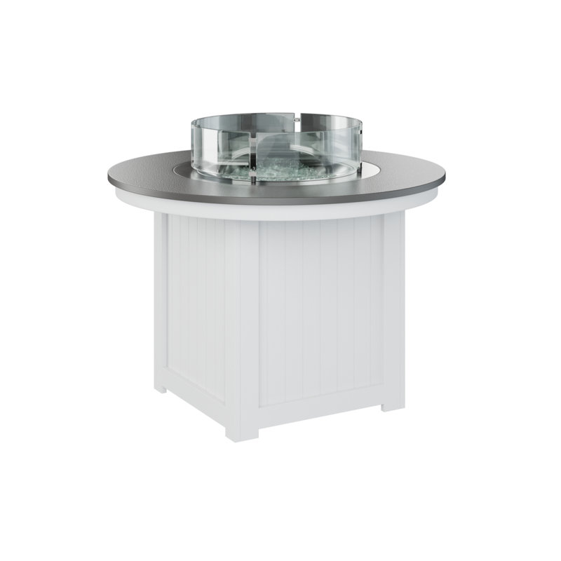 Berlin Gardens Donoma 44″ Round Dining Fire Pit Table, Hammered Stainless