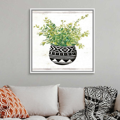 Art mural sur toile Succulent II en tissu boue noir et blanc
