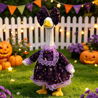 Halloween Decor 23 Inch Halloween Magical Cats Purple Lace Dress Porch Gooses Costumes