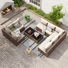 Ensemble modulaire de conversation modulaire en rotin pour 8 personnes avec 2 tables basses