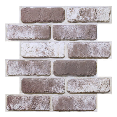 10 Pcs 3D Faux Brick Wallpaper Peel and Stick – 11.8"x11.8" Ultralight PVC Brick Wall Panels with Small Brick Pattern for Farmhouse Interior Décor, Living Room, Bedroom, Kitchen Backsplash, Fireplace (Covers 9.7 sq.ft.)-Rose Brown