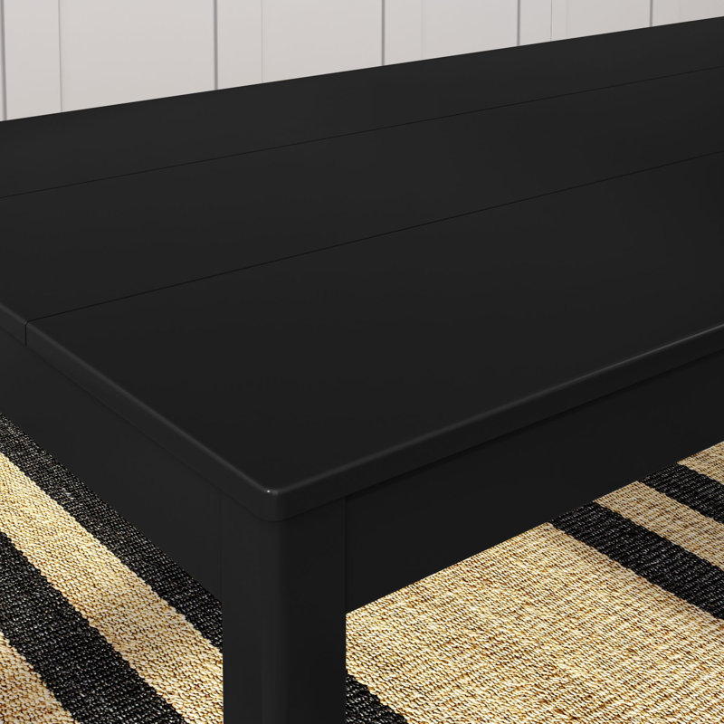 60" Solid Wood Rectangular Dining Table, Black, 30" H x 72" W x 35.75" D