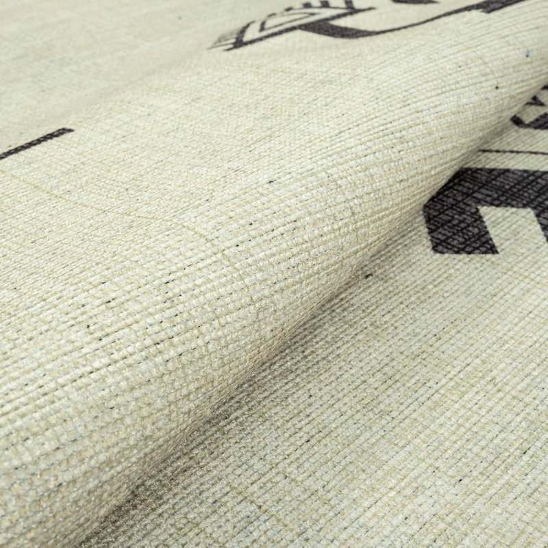 GLN Rugs Bohemian Collection - Machine Washable Area Rug, Bohemian Vintage Washable Rug, Non Slip Area Rug, Low Pile Chenille Living Room Rug, Bedroom Rug, Bathroom Rug (Beige Rug)