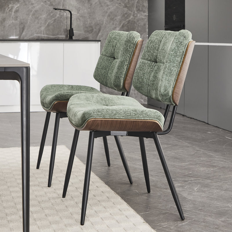 Fabric Upholstered Armless Chair, Green