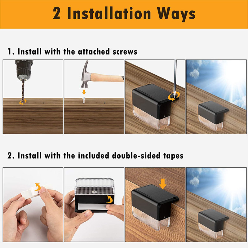 Satin Black Solar Powered Integrated LED Deck Light Kit