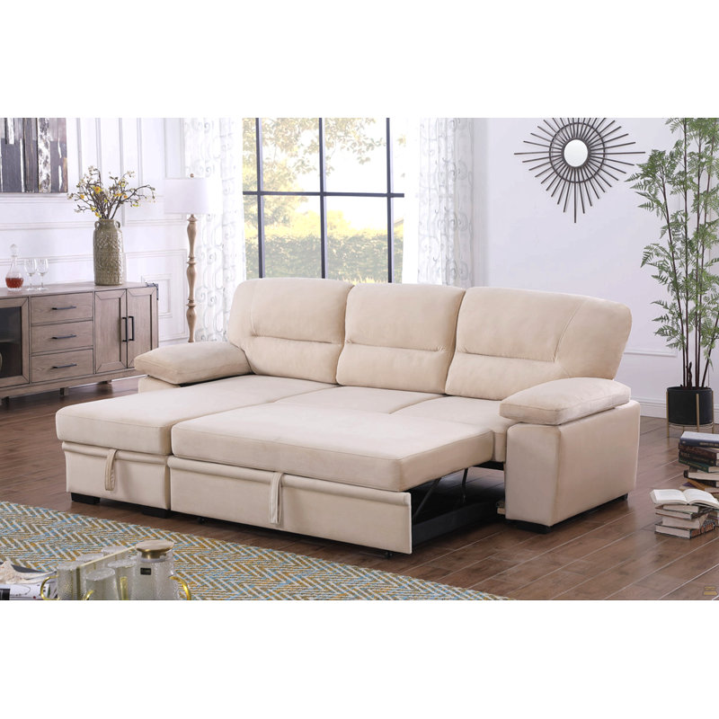 Canapé-lit modulaire réversible en velours de 97,5 po de largeur, Beige