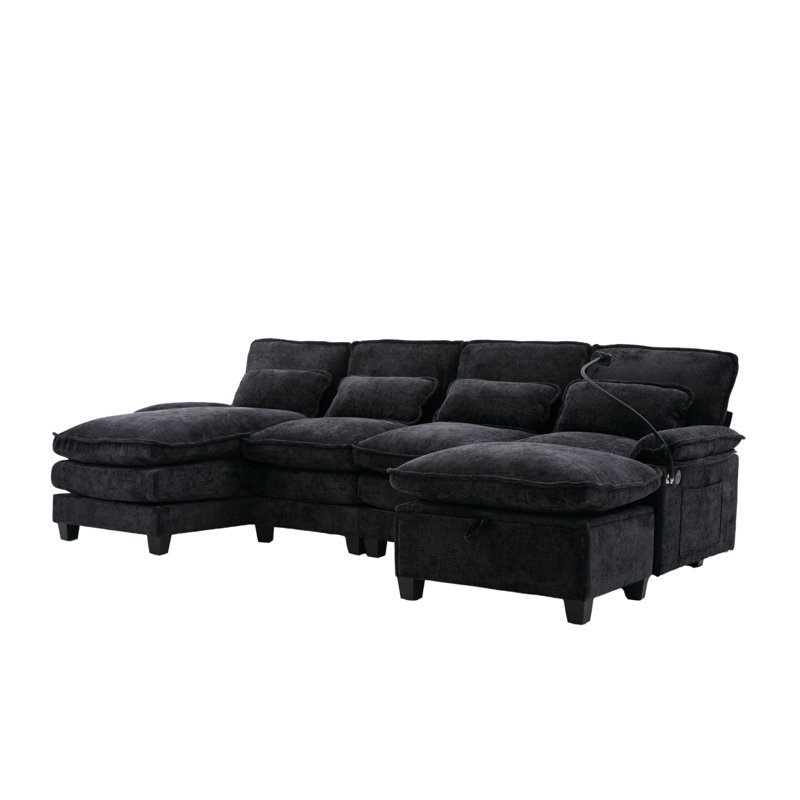 Canapés modulaires rembourrés et confortables, Noir