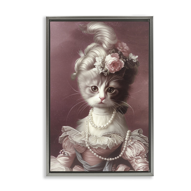 "Your Catness", art mural encadré doré sur toile, design par Annabelle Hall, H 31 po x l 21 po, Cadre flottant gris lustré
