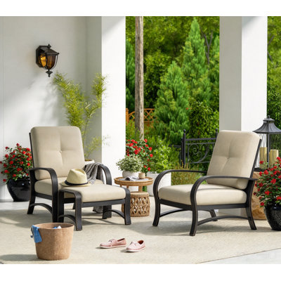 Fauteuils club 3 pièces en aluminium avec repose-pieds et coussins Sunbrella® Chamber Chamber