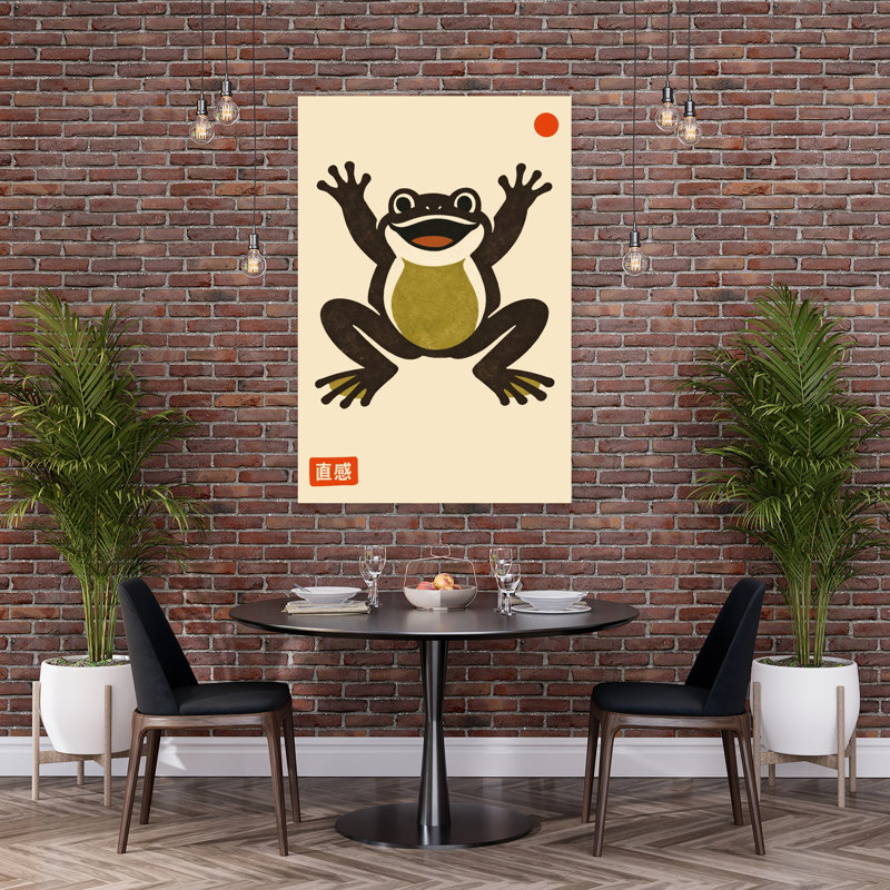 Happy Frog Red Dot Playful Retro Frog Nature Wall Art Print 1 Piece Wrapped Canvas Wall Art, 152.4cm H x 101.6cm W