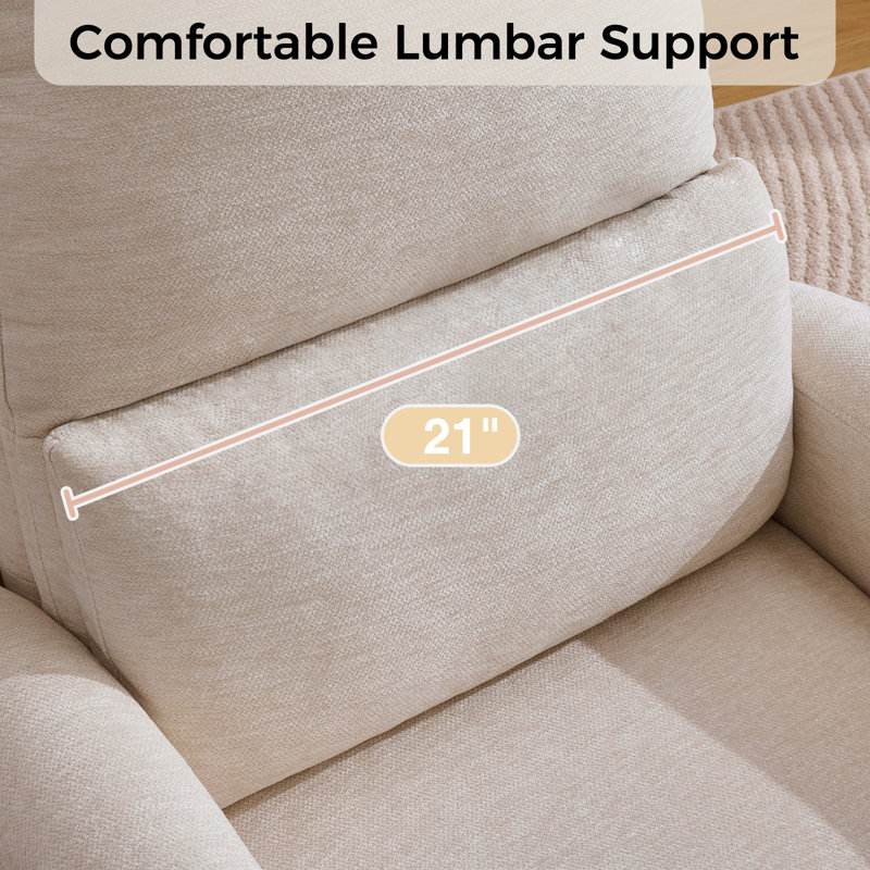 Fauteuil inclinable, oscillant et pivotant moderne en chenille avec support lombaire, accoudoir rond et double poche, USB et Type-C
