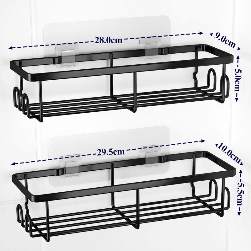 Adhesive Stainless Steel Shower Caddy, Black