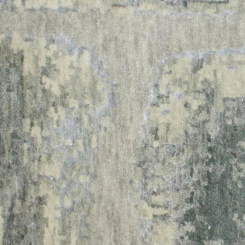 Gray Hand-Knotted Wool Viscose Abstract Accent Rug 2'x3'