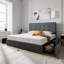 Lit plateforme avec rangement 4 tiroirs et tête de lit ajustable Deyani-813383060-813383066