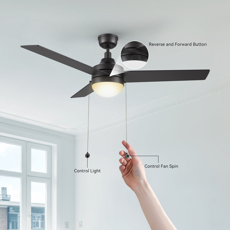 Ventilateur de plafond standard à 3 pales de 52 po à DEL avec chaîne de traction et ensemble d'éclairage inclus Advait