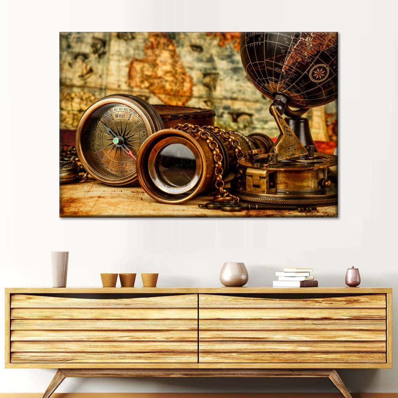 Outils de voyage en métal sur toile, H 26 po x l 39 po x P 1,25 po