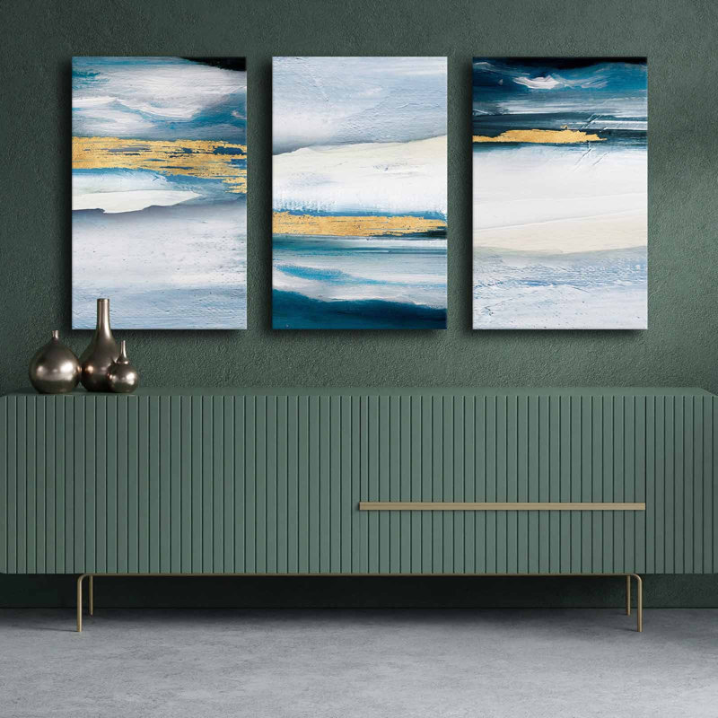 Stunning Decorative Canvas Painting Set (3 Pieces), 100% Canvas, Total Size: 57.1 x 27.6 inches | 100% Pine Wood Frame, Thickness: 0.1 inches | Perfect for Living Room & Bedroom Decor, Vibrant Colors and Elegant Design