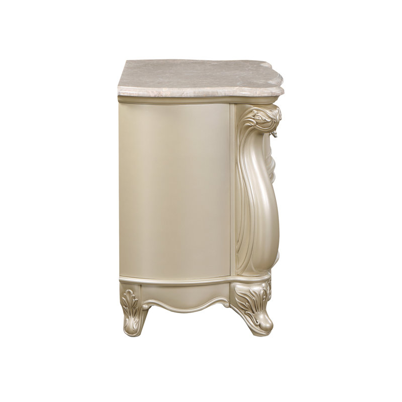 Monique Transitional Gold and White 2-Drawer Nightstand