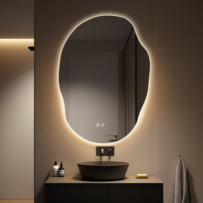 Dibbrun Frameless Lighted Bathroom Mirror Anti-Fog LED Wall Mirror