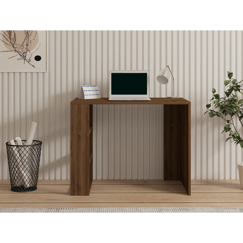 Multipurpose Study Desk with Numerous Shelves, Walnut Colour, 35.4 x 27.6 x 19.7 inches | 100% Melamine Coated Particle Board, Thickness: 0.7 inches | Ideal for Home Office & Study Spaces, Stylish & Functional Design