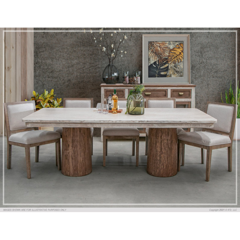 Table de salle à manger en bois massif 86,5 po Dijank
