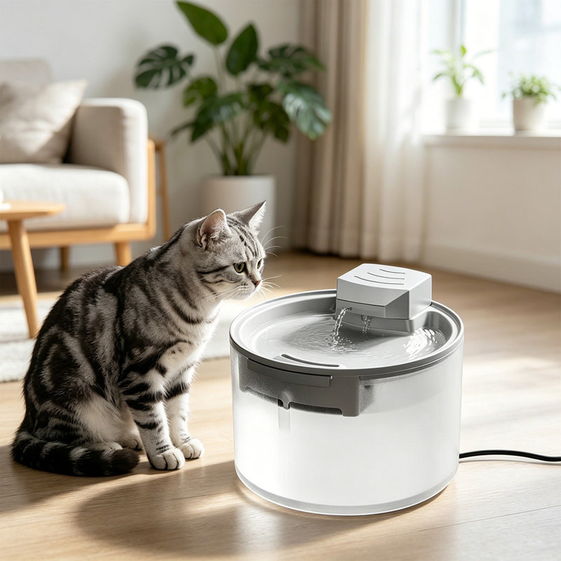 Distributeur d'eau automatique filtré 1,5 L, 6,69 x 6,69 x 5,51 po, blanc, Blanc