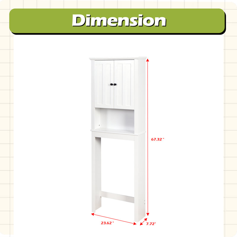 Bathroom Wooden Storage Cabinet Over-The-Toilet Space Saver with a Adjustable Shelf 23.62x7.72x67.32 inch