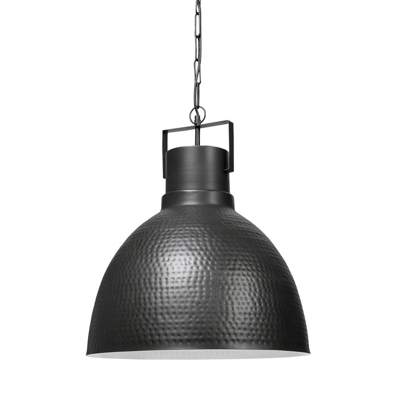Luminaire suspendu en métal martelé gris