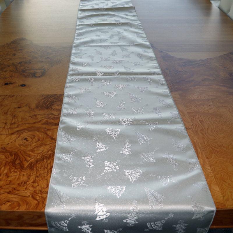 Campden Floral Christmas Table Runner, 90" L x 12" W, Silver