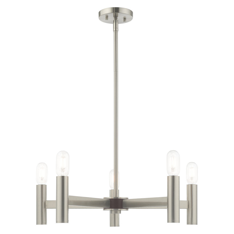 Martella Candle Style Classic / Traditional Chandelier, Brushed Nickel, 6" H x 25" W x 25" D