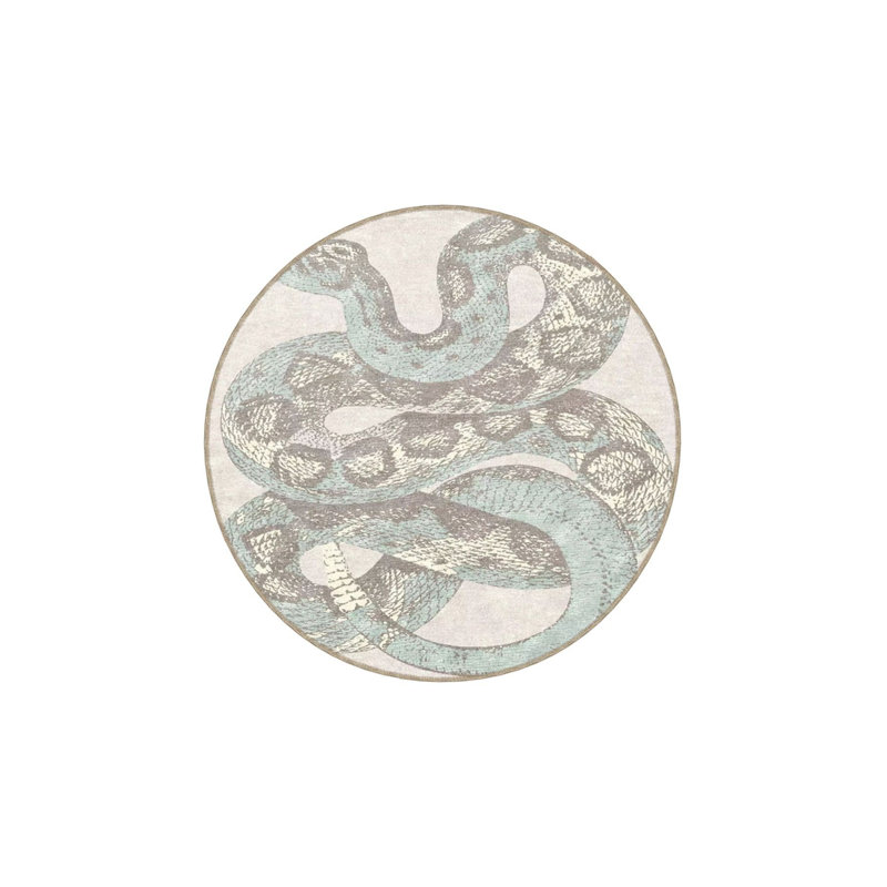 Snake Patterned Decorative Rug, Square 3'3" Rug Pad Included