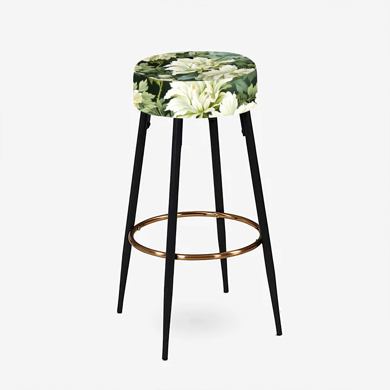 Green Damask Marigold Oasis - Ensemble de 2 tabourets de bar en damas
