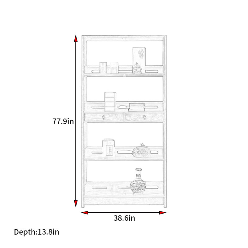 Wilkesville, (3 tablettes) H 77,9 po x l 38,6 po x P 13,8 po