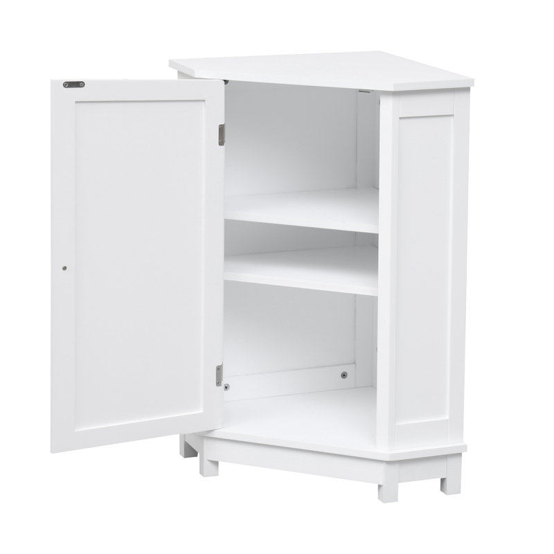 Stylish White Bathroom Triangle - Board, Adjustable Shelves, Modern Style Corner Cabinet , Build For Long-Term Use, White