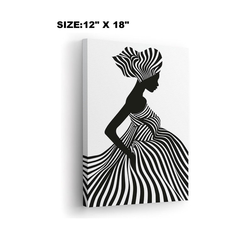 Décoration murale 12 po x 18 po à rayures noires et blanches