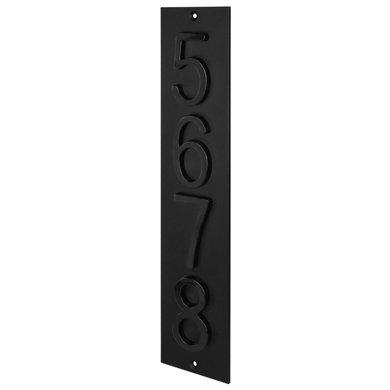Plaque d'adresse verticale en aluminium Royal Shade, Noir, Noir, Oui