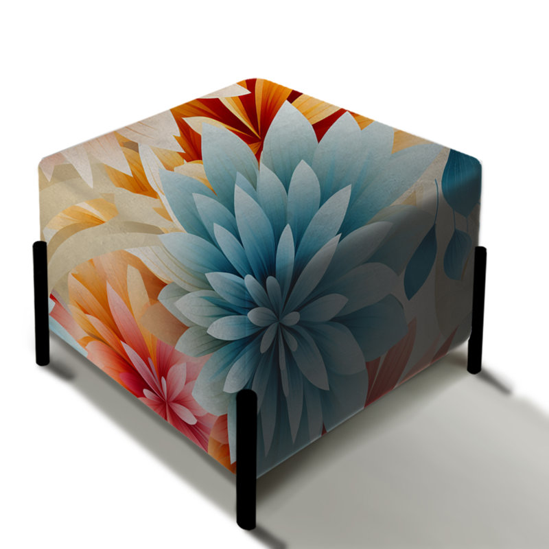 Vibrant Mandalas Blooms - repose-pieds carré botanique