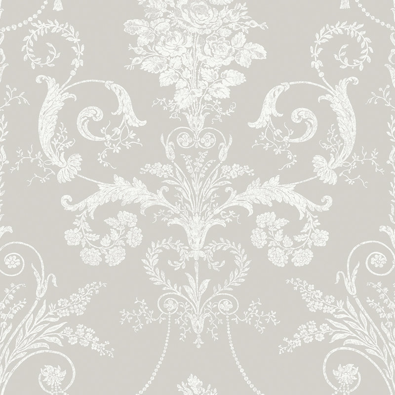Rouleau de papier peint Laura Ashley Josette, Blanc / gris tourterelle