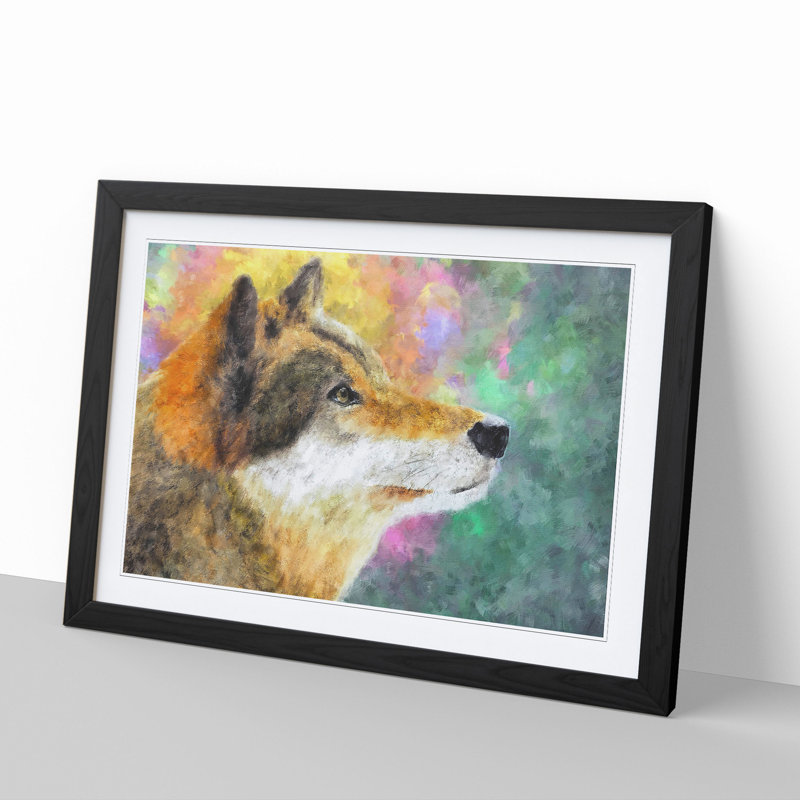 Abstract Wolf Vol.1 - Picture Frame Graphic Art, 48cm H x 65cm W x 2cm D, Black Framed