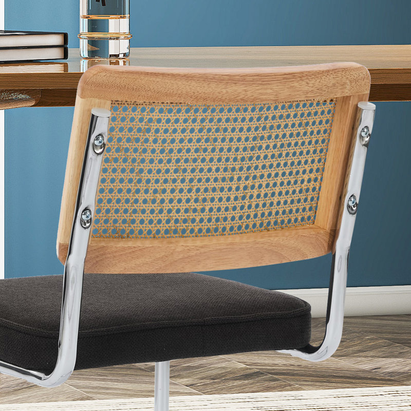 Chaise d'appoint rembourrée en rotin à dossier (ensemble de 2), Noir
