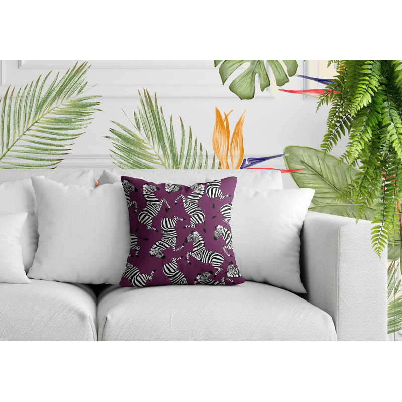 Oreiller carré réversible intérieur / extérieur Kiji Zebra, Mauve, Carré 15 po